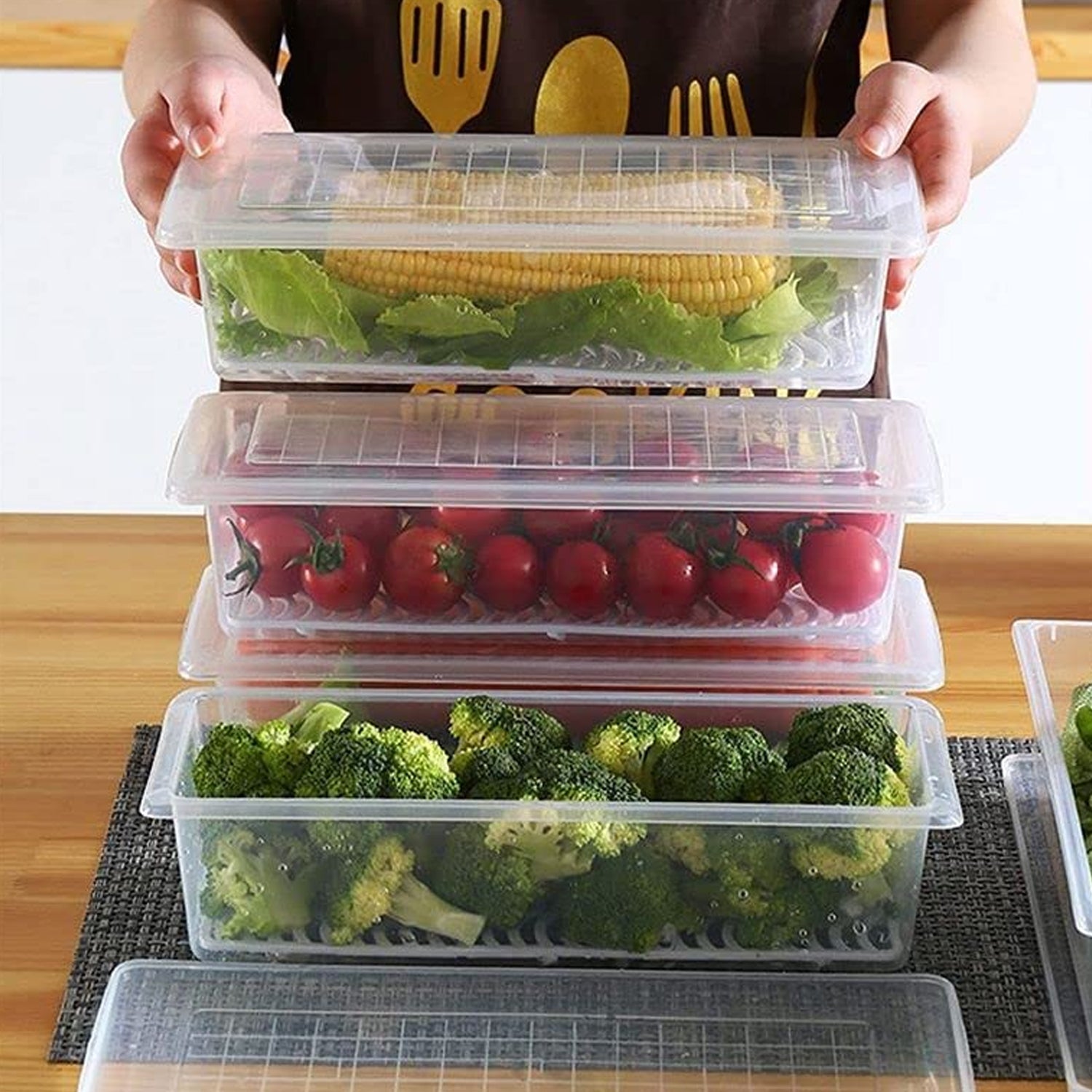 5792 FOOD STORAGE CONTAINER WITH REMOVABLE DRAIN PLATE AND LID 1500 ML Vegetables & Fruits Freezer Storage Container for Kitchen (PACK OF 6PC 1500ML) 5792 FOOD STORAGE CONTAINER WITH REMOVABLE DRAIN PLATE AND LID 1500 ML Vegetables & Fruits Freezer Storage Container for Kitchen (PACK OF 6PC 1500ML)